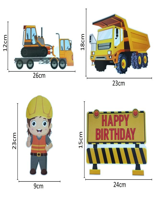 FI - FLICK IN 57 pcs Construction Theme Happy Birthday Decoration for Kids JCB Decorations Item for 8th Birthday Party with Vehicle Truck Cutout , Banner Balloons (Pack of 57 , Multicolor) - Image 4